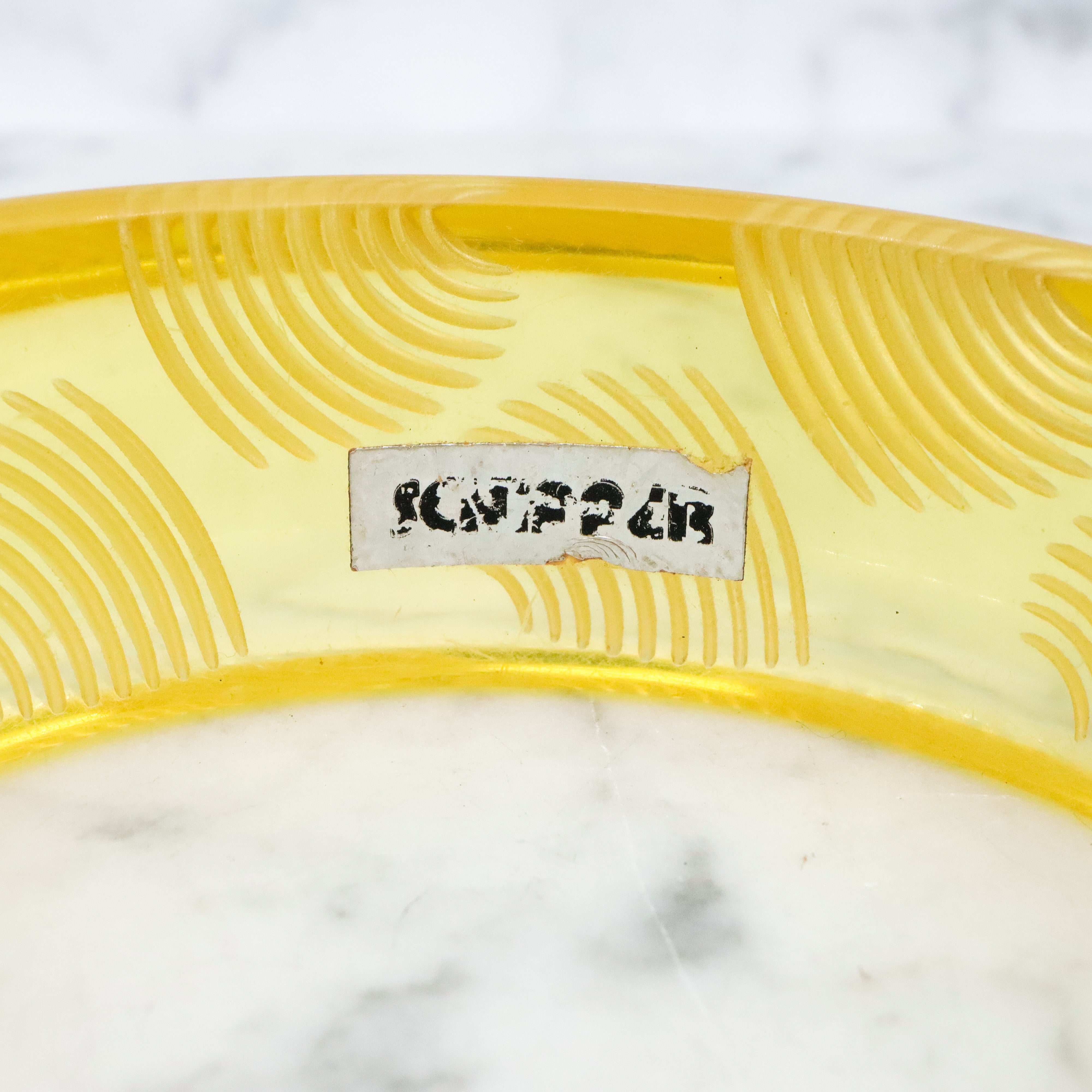 Pair of Bill Schiffer Mid Century carved lucite chunky bangle bracelets